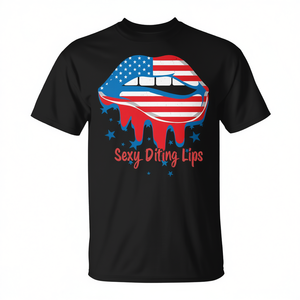 T-shirt Sexy Biting Dripping Lips avec drapeau américain pour le 4 juillet - Product Image 2