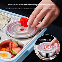 Boîte à lunch bento isotherme en acier inoxydable 304, grande capacité, 5 compartiments, anti-fuite, compatible micro-ondes, sans BPA, pour enfants