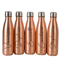 Bouteille d'eau isotherme en cuivre gravée avec logo personnalisé, 500 ml, 750 ml, anti-fuite, en acier inoxydable, pour cadeau d'entreprise, événement