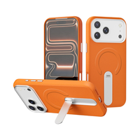 Étui de téléphone magnétique en cuir artificiel pour PC, avec support rotatif en métal, antichoc, pour 17 18 Pro Max, compatible avec la charge sans fil