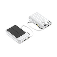 Chargeur portable solaire en plastique 20 000 mAh avec câble intégré, logo personnalisable, sortie 10W, idéal pour les cadeaux - Vente en gros transfrontalière