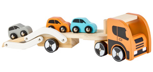 High Quality Double Deck Boy Children <strong>Car</strong> Trailer Transporter Kids Vehicle <strong>Toys</strong> <strong>Wooden</strong> Truck <strong>Toy</strong> With 3 Mini <strong>Cars</strong> Folding <strong>Ramp</strong> - Product Image 2