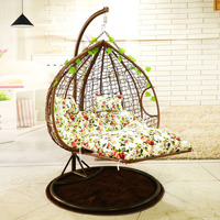 Fauteuil suspendu moderne en osier, type hamac œuf, avec support métallique, résistant aux intempéries, style nid d'oiseau