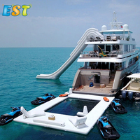 Plateforme Aquatique Gonflable Flottante Personnalisée et Portable pour Yacht, Piscine de Mer avec Filet de Protection