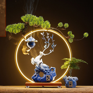 <span class=keywords><strong>Fontana</strong></span> di ceramica elegante <span class=keywords><strong>blu</strong></span>/rosso con candela accesa per l'arredamento del giardino di casa - Product Image 5