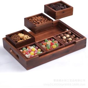 Wooden Compartmentalized <b>Snack</b> <b>Tray</b> Solid Wood Seven Piece Set For Dried Fruit Nut Tea Storage Desktop Organizer - Product Image 1