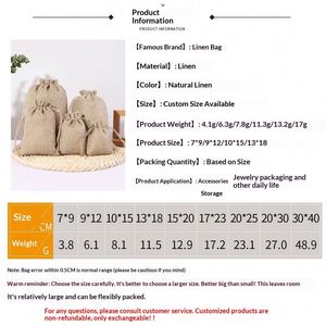 Sac en lin avec cordon de serrage - Emballage universel pour Noël, Pâques, Halloween et plus - Plusieurs tailles disponibles - Product Image 2