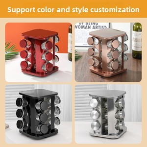 Household Non-Folding <b>Rotating</b> Square Stainless Steel Seasoning Cans Kitchen <b>Spice</b> <b>Rack</b> Moisture-Proof Cross-Border Seasoning - Product Image 2