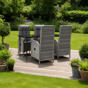 Set da Pranzo da Giardino Grigio per 4 Persone, Arredamento Esterno Contemporaneo con Telaio in Acciaio Resistente alle Intemperie - Product Image 2