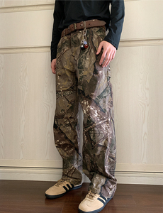 YALI Pantalones Cargo de caza de gran tamaño con estampado de pierna recta y estampado de árbol de camuflaje personalizado - Product Image 5