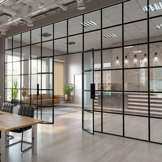 Cadre en aluminium transparent imitant le Double glaçage, pour salle de réunion et bureau, personnalisé, avec séparation murale en verre