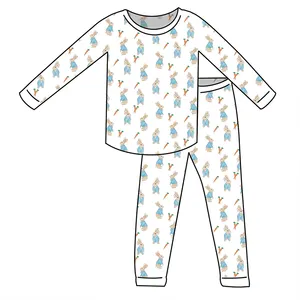 Pyjama en bambou pour enfants, ensemble de détente durable, écologique, ensemble de vêtements pour la maison, imprimé, vêtements pour enfants