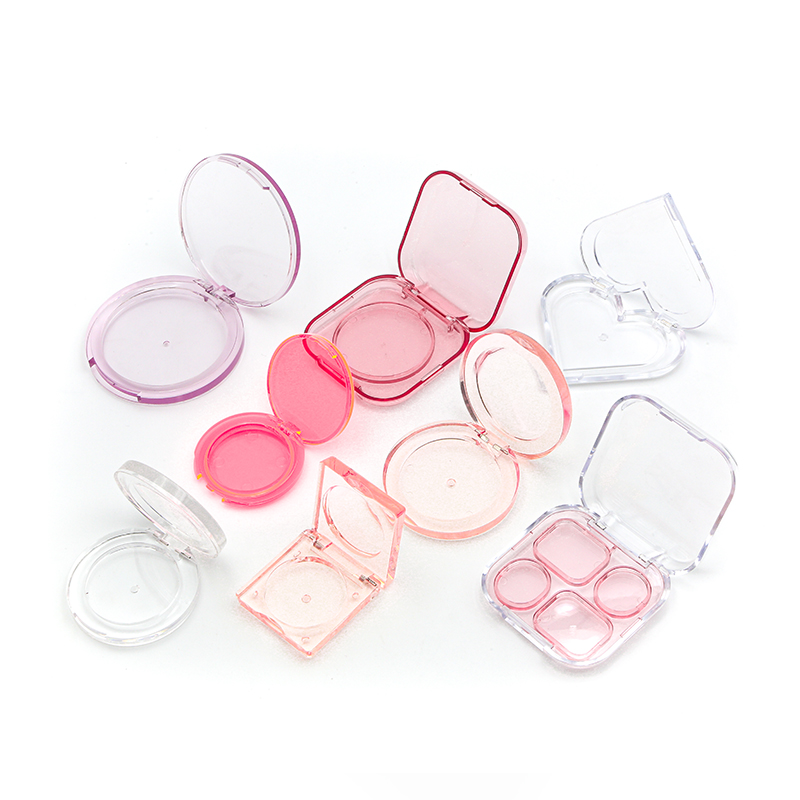 Emballage cosmétique compact de maquillage en plastique rond OEM transparent étui à poudre pressé