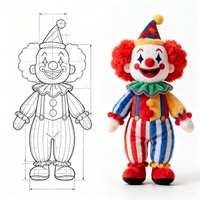 Peluche personnalisée douce et rembourrée, poupée de clown de cirque en coton PP, couverture réconfortante brodée pour anniversaire