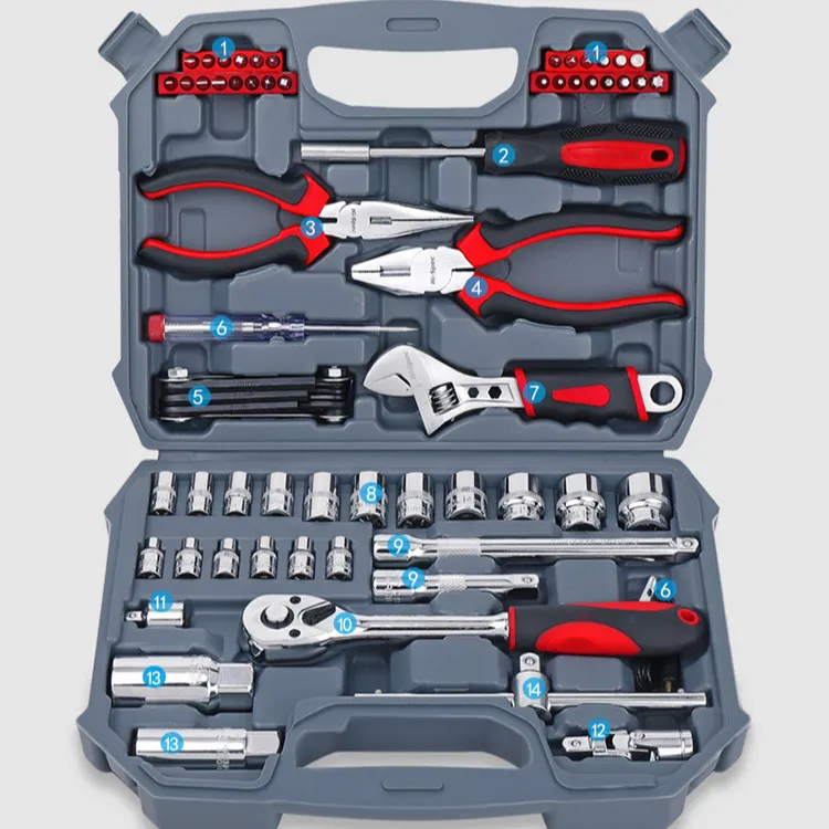Conjunto de ferramentas chave soquete, kit de ferramentas <span class=keywords><strong>mecânica</strong></span> 67 peças profissional para carro