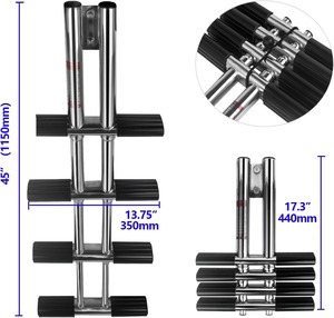 [En Existencia en Estados Unidos] <span class=keywords><strong>Escalera</strong></span> Telescópica de Acero Inoxidable 304 de 4 Peldaños <span class=keywords><strong>para</strong></span> Pontones, <span class=keywords><strong>Buceo</strong></span>, Pesca, Yates, Barcos, Suministros Marinos - Product Image 2