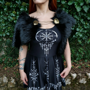 Pauldron de Hombro de Piel Vikingo Medieval, Capa de Piel de Guerrero Nórdico, Chal para Cosplay LARP, Accesorio de Disfraz para <span class=keywords><strong>Feria</strong></span> Renacentista - Product Image 4