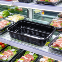 Boîte à emporter rectangulaire noire jetable très vendue, en PP de qualité alimentaire, pour une utilisation polyvalente