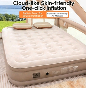 <span class=keywords><strong>Matelas</strong></span> pneumatique gonflable <span class=keywords><strong>avec</strong></span> pompe intégrée, surface floquée, lit <span class=keywords><strong>de</strong></span> camping portable pour usage intérieur et extérieur - Product Image 1