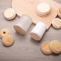 Couvercles en bambou écologiques personnalisables de forme ronde ou carrée pour pots à bougies - Réutilisables et recyclables