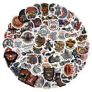 ZY0503C 50 Autocollants <span class=keywords><strong>Moto</strong></span> Harley de Haute Qualité en PVC Vinyle Imperméables pour Valise Skateboard Voyage et Vélo - Product Image 4