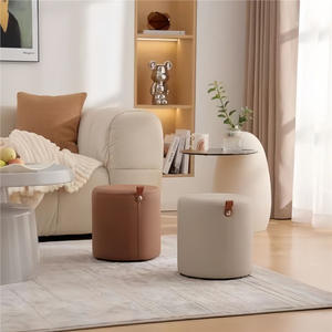 Tabouret électrique moderne scandinave nordique gris beige marron, matériau du panneau durable, pouf enfant, table basse de salon - Product Image 3