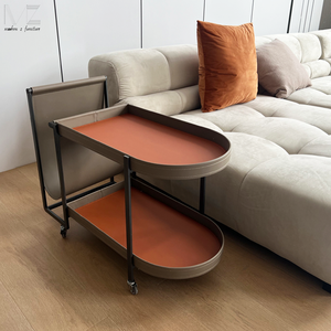 Multifunctionele Italiaanse hoogwaardige groothandel moderne <span class=keywords><strong>trolley</strong></span> lederen bijzettafel woonkamer salontafel met opbergruimte - Product Image 6