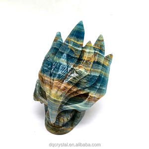 Оптовая продажа, натуральный голубой оникс, череп ручной работы, голубой Хрусталь, Череп, головка оникса, резьба для украшения и продажи - Product Image 5