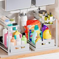 Organisateur de tiroir de cuisine, supports de rangement sous l'évier avec tiroir à deux niveaux, articles ménagers, étagères de rangement de cuisine pour la cuisine et la salle de bain