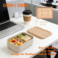 Boîte à lunch en silicone de qualité alimentaire, écologique, non toxique, à 3 compartiments, idéale pour le camping en plein air ou les pique-niques