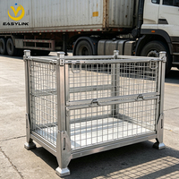 Bac à palettes en treillis métallique pliable en acier doux Q235 1200x1000x900mm Capacité 1000kg pour centres de distribution de détail