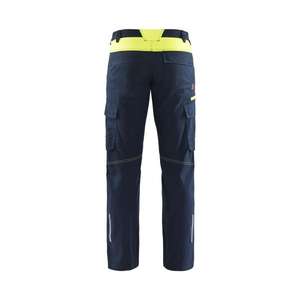BLAKLADER - 144818328633C54 Pantalon d'industrie stretch avec poches genouillères Pantalon de travail bleu marine/jaune foncé - Product Image 2