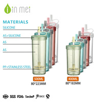 Tasse à paille réutilisable double paroi en plastique avec séparateur à thé et couvercle, personnalisable avec logo, idéale pour les activités de plein air – Meilleure vente