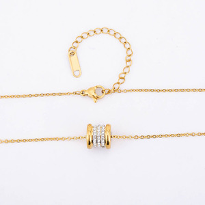 Korean Style 18K Gold Plated <b>Titanium</b> Steel Rhinestone Pendant Clavicle <b>Chain</b> For Women Geometric Shape Gift Jewelry - Product Image 2