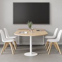 Table de conférence moderne en bois, longue table de travail, combinaison bureau-chaise pour 4 personnes, design simple, pour salle de réunion, formation et négociation