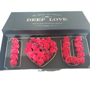 QSLH-VF271 Aangepaste Liefhebbers Gift Steeg Zeep Bloem I Love U Boeket Doos Zeep Rozen Voor Valentijnsdag