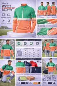 Fabricantes de Ropa Deportiva, Sudadera Deportiva Personalizada con Cierre de 1/4, Transpirable, Ligera, de Secado Rápido, para Golf - Product Image 6