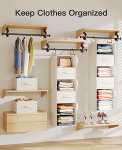 Home Classic 6-<b>Shelf</b> Foldable Hanging Closet Organizer Non-Woven Fabric Multifunction Storage for Living Room Clothing - Product Image 4