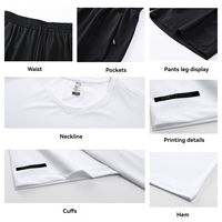 Nouvel ensemble sportif d'été pour homme, col rond, tricot fin, imprimé uni, en nylon, élastique, soie glacée, séchage rapide, décontracté, manches courtes
