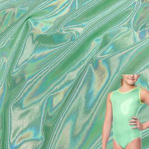 Kostenloses Muster Holografischer Glänzender Metallischer Folienstoff 4-Wege-Stretch Nylon-Spandex-Stoff für Bademode Party Skating Performance-Kleidung - Product Image 1