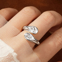 Nouvelle Arrivée en Gros Bijoux Plaqué Or 14K Coupe Poire 6x9mm 1.5CT Couleur D VVS1 Moissanite Bague à Tige Torsadée