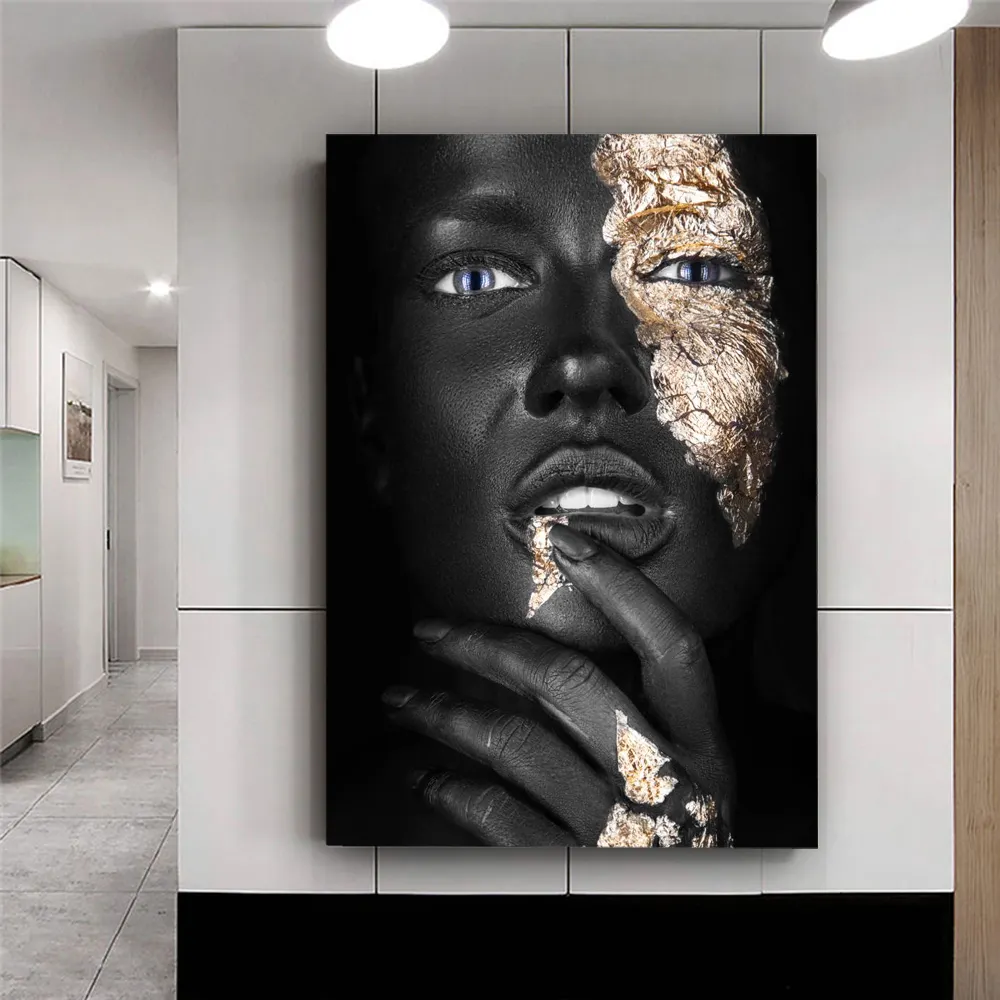 Print Wall Art Tableau Mural African Art Black And Gold Woman Prints Scandinavian Wall Art Picture For Living Room