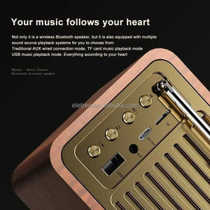 <span class=keywords><strong>Radio</strong></span> FM de Madera con Sonido Nostálgico, Estéreo de Alta Fidelidad, Receptor Inalámbrico de 3000 mAh, Radios Retro con Bluetooth y Tarjeta TF - Product Image 5