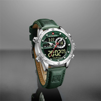 Jam Tangan NAVIFORCE 9208 SGNGN Mewah Bercahaya untuk Pria LCD Digital Logo Kustom Quartz Analog Grosir