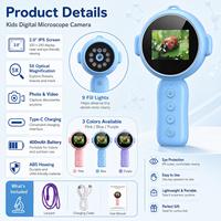 Mini Microscope for Kids Student Microscope Portable Handheld Educational Toy with Light Beginner Microscope for Children Gift