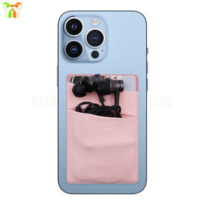 Envío directo disponible para tarjeteros de teléfono de doble capa con apertura inclinada, bolsillos para tarjetas de tela elástica, autoadhesivos para teléfono - Product Image 1