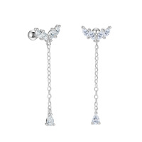 Zierliche 18K vergoldete S925 Silber Himmelskette Ohrhänger mit flacher Rückseite, Sterlingsilber Stern Mond lange Hängeohrringe