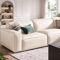 Canapé certifié CE, mobilier de luxe pour appartement, canapé modulaire confortable en cuir véritable avec structure en bois, imperméable
