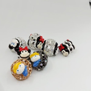 Cartoon Alloy Round Hollow <b>Beaded</b> Rhinestone <b>Charms</b> For <b>Bracelet</b> Making - Product Image 1