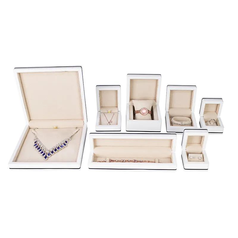 new products Factory Made luxury high gloss white wooden jewelry box bracelet necklace ring boxes custom logo jewelry